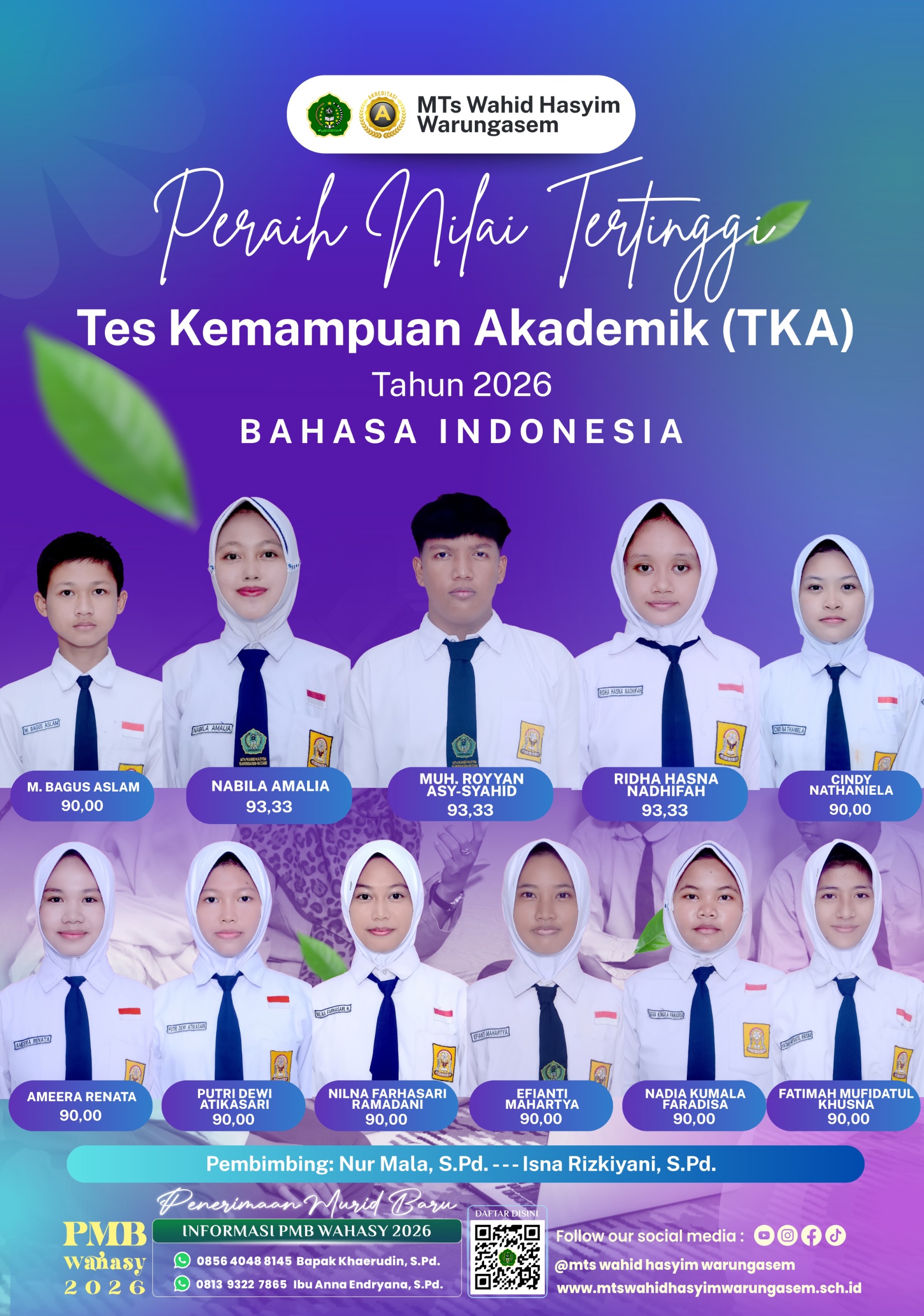Prestasi Membanggakan! Siswa MTs Wahid Hasyim Warungasem Raih Nilai Tertinggi TKA Bahasa Indonesia Tahun 2026